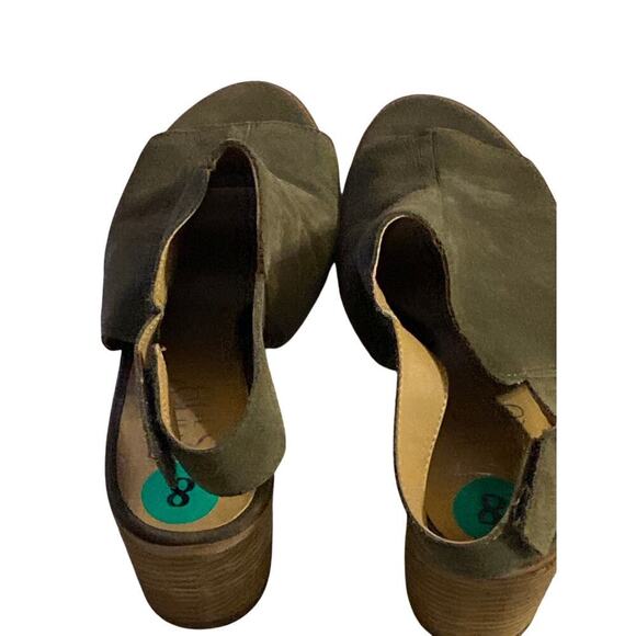 FRANCO SARTO SIZE 8 LEATHER OLIVE GREEN 3” HEEL HOOK LOOP CLOSURE ANKLE STRAP - Picture 6 of 12